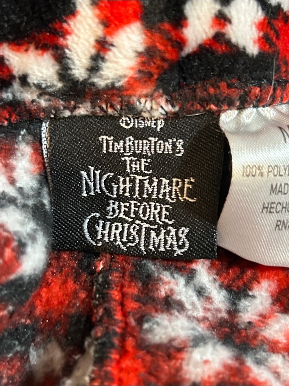 Nightmare Before Christmas Velour Red Black White PJ Pajama Pants Size M - Picture 3 of 5
